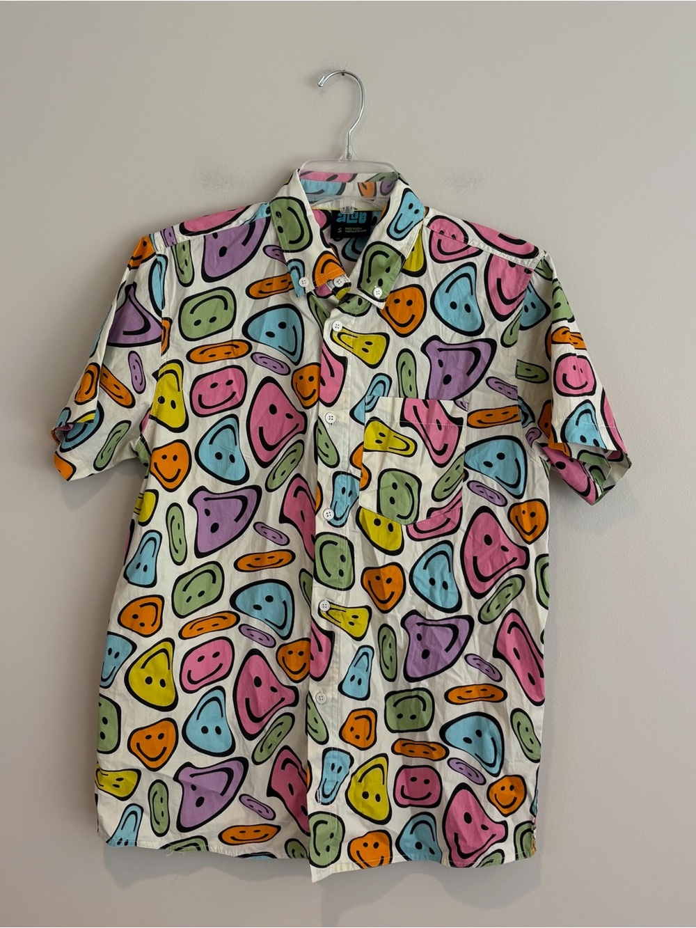 ALab Playful Multicolor Smiley Button-Down Streetwear Shirt Size S